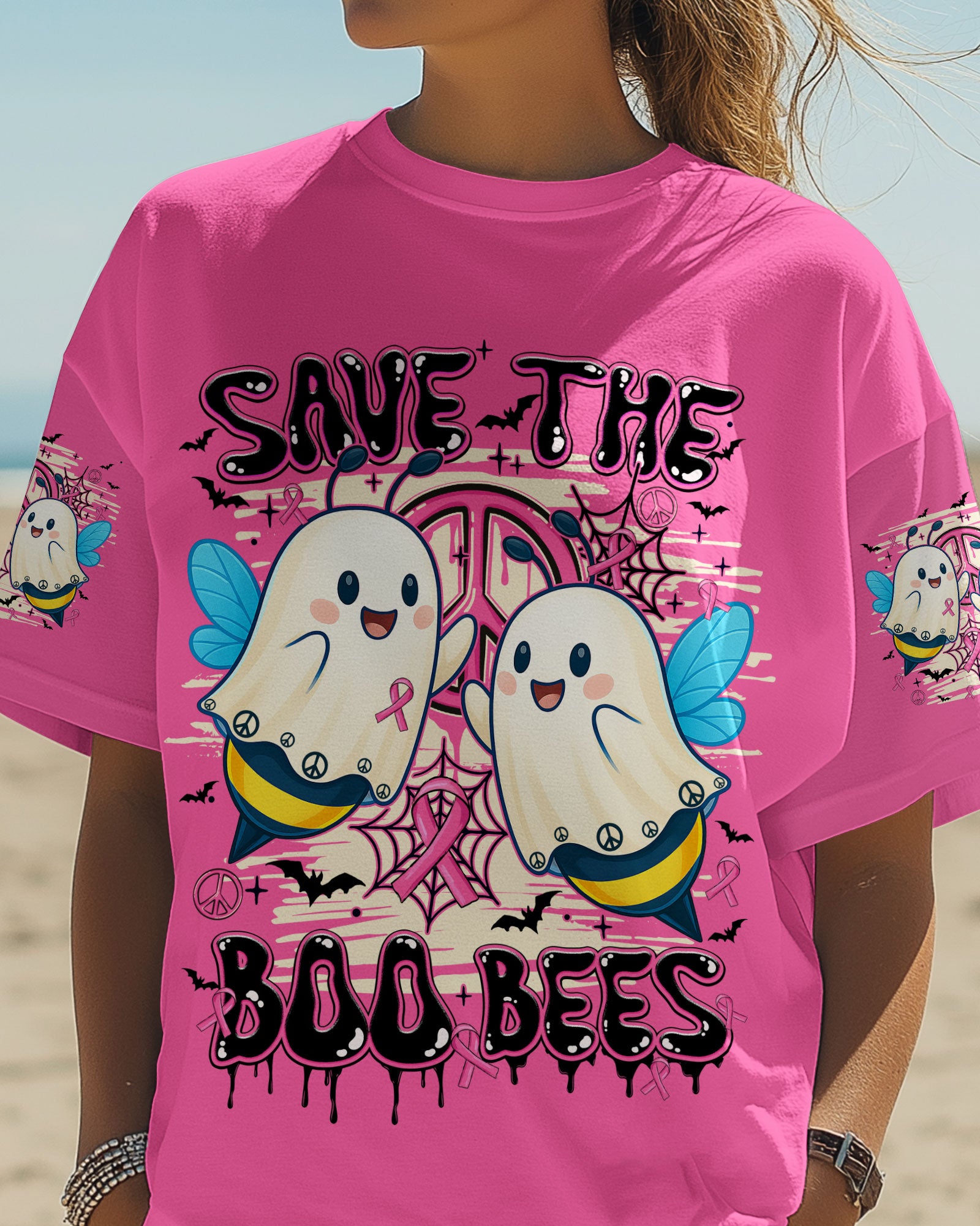 SAVE THE BOO BEES HALLOWEEN PINK ALL OVER PRINT - TY2307251