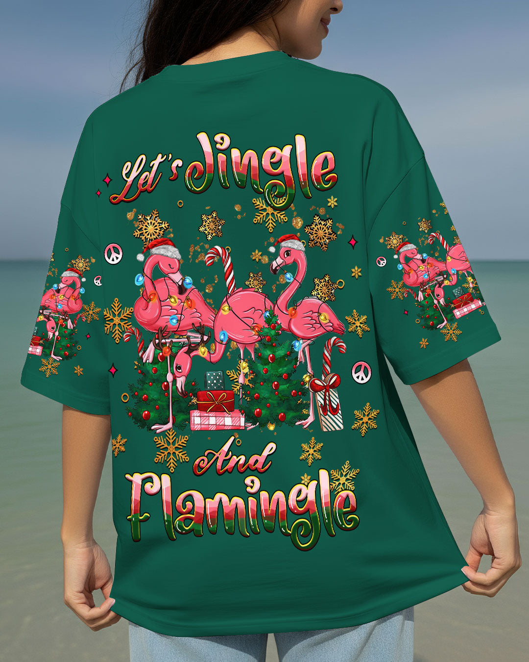 LET'S JINGLE AND FLAMINGLE CHRISTMAS ALL OVER PRINT - YHHG0311252