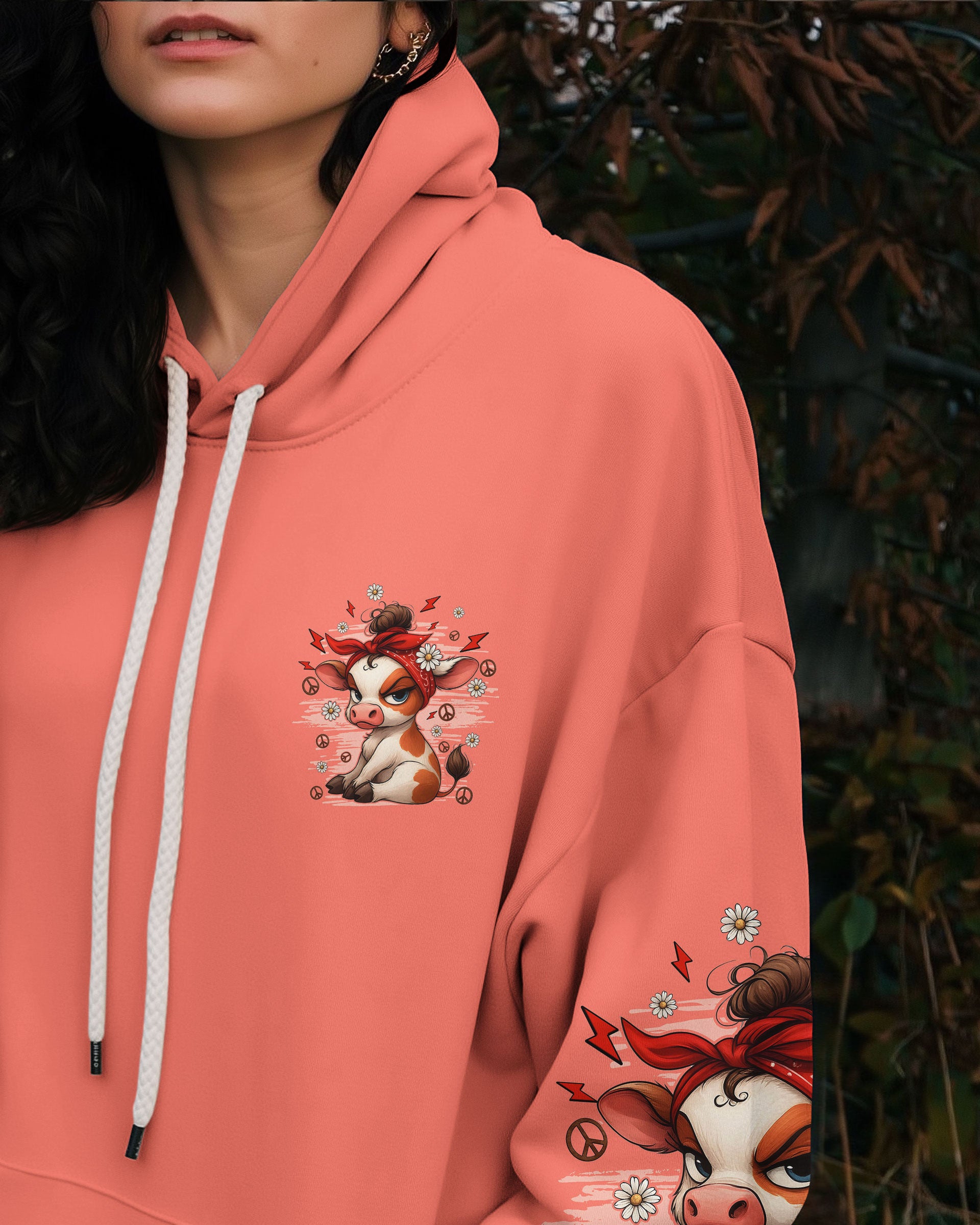 SORRY I'M CRANKY 70'S COW ALL OVER PRINT - TYQY1709252