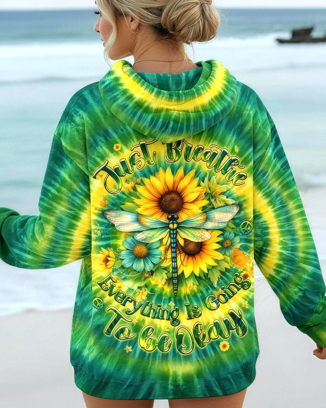 JUST BREATHE DRAGONFLY FLORAL SWIRL ALL OVER PRINT - TLHG0303262