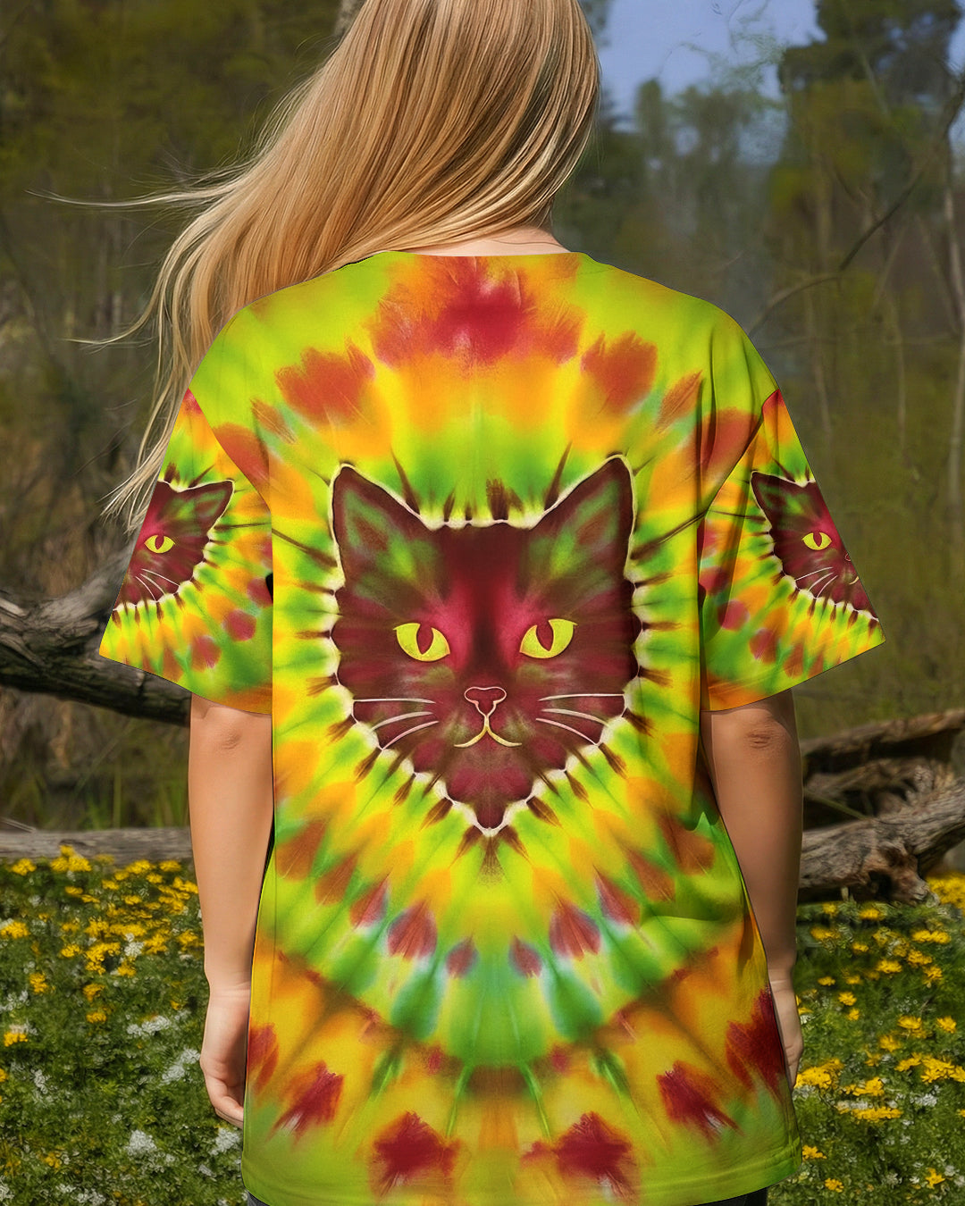 PSYCHEDELIC SWIRL CAT ALL OVER PRINT - YHHG2801262