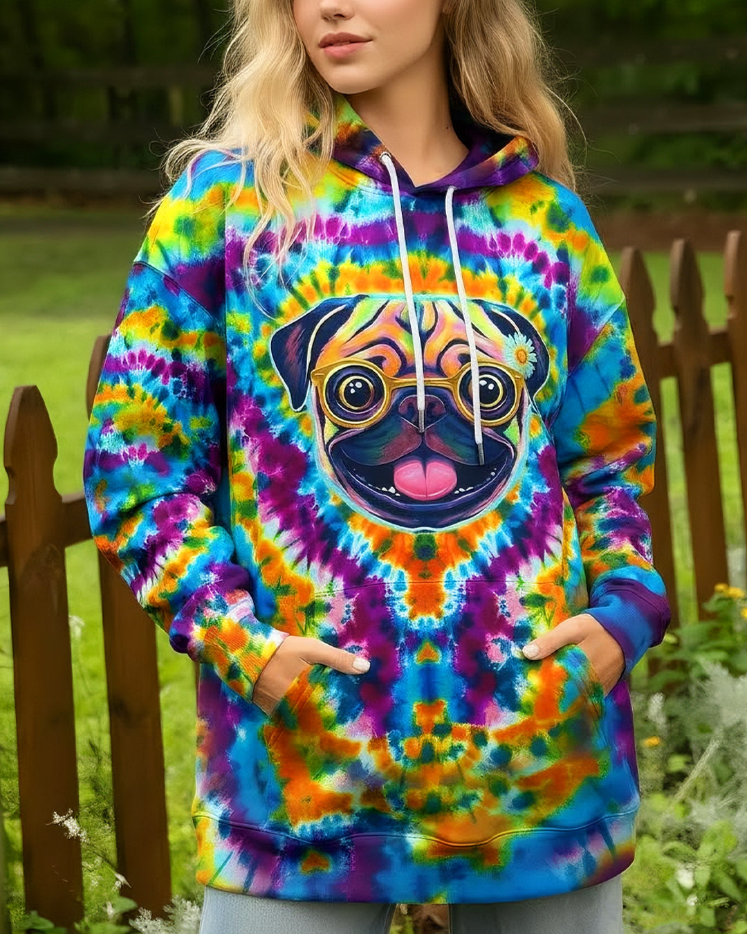 RADIANT SWIRL FUNNY PUG DOG ALL OVER PRINT - YHHG2101262