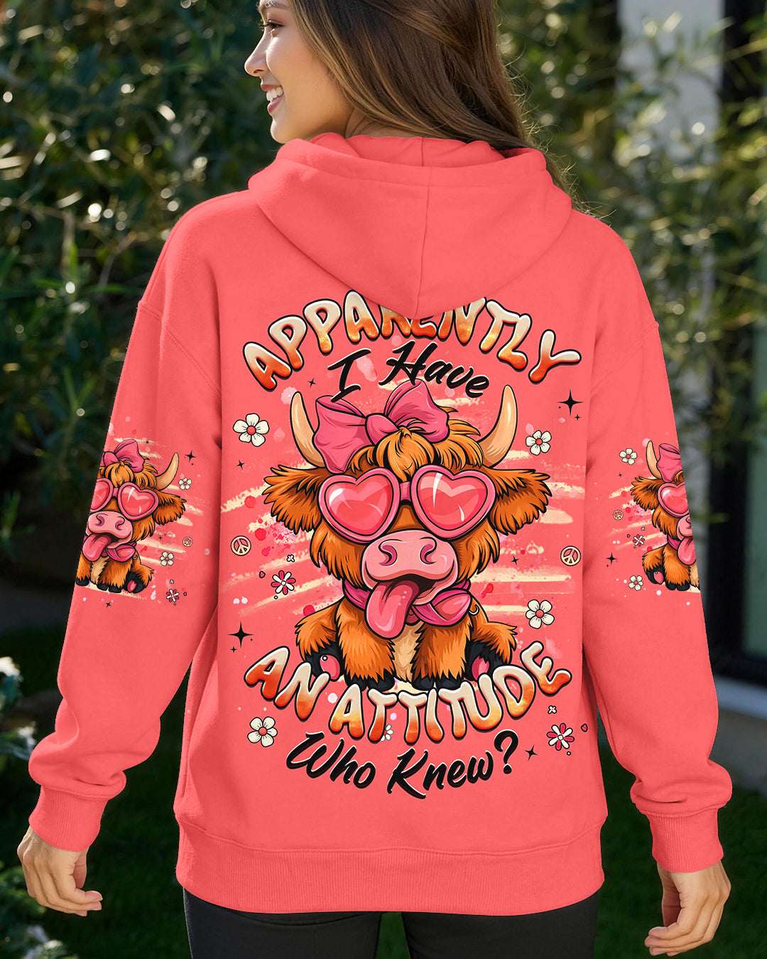 APPARENTLY I HAVE AN ATTITUDE WHO KNEW COW ALL OVER PRINT - TLHG0603262