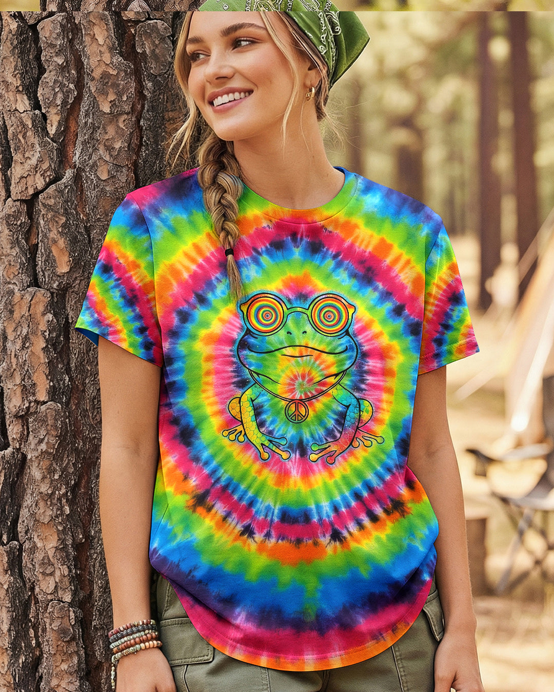 RAINBOW SWIRL HIPPIE FROG ALL OVER PRINT - YHHG1401262