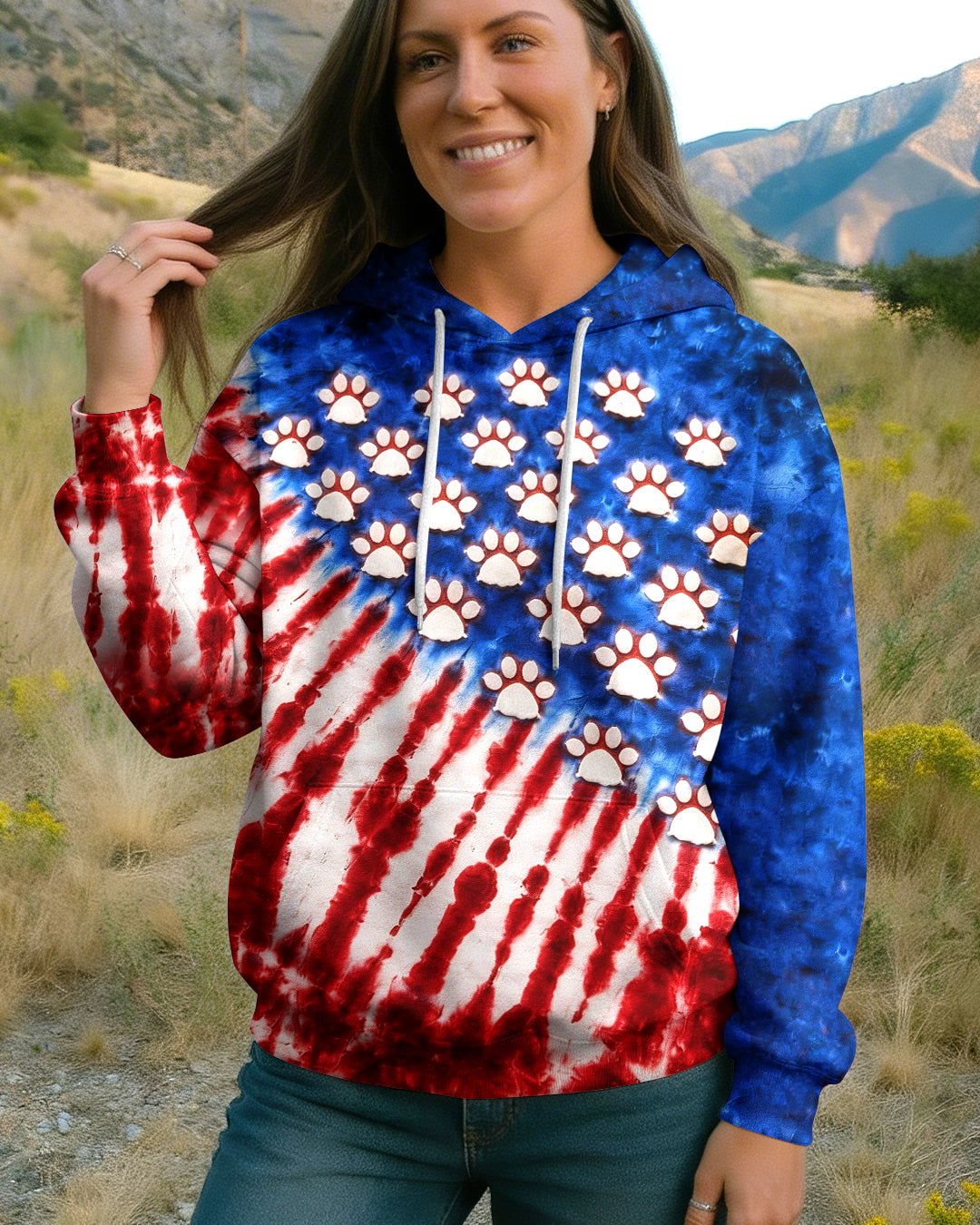 PAW PRINT RED WHITE & BLUE ALL OVER PRINT  - TLHG1803263