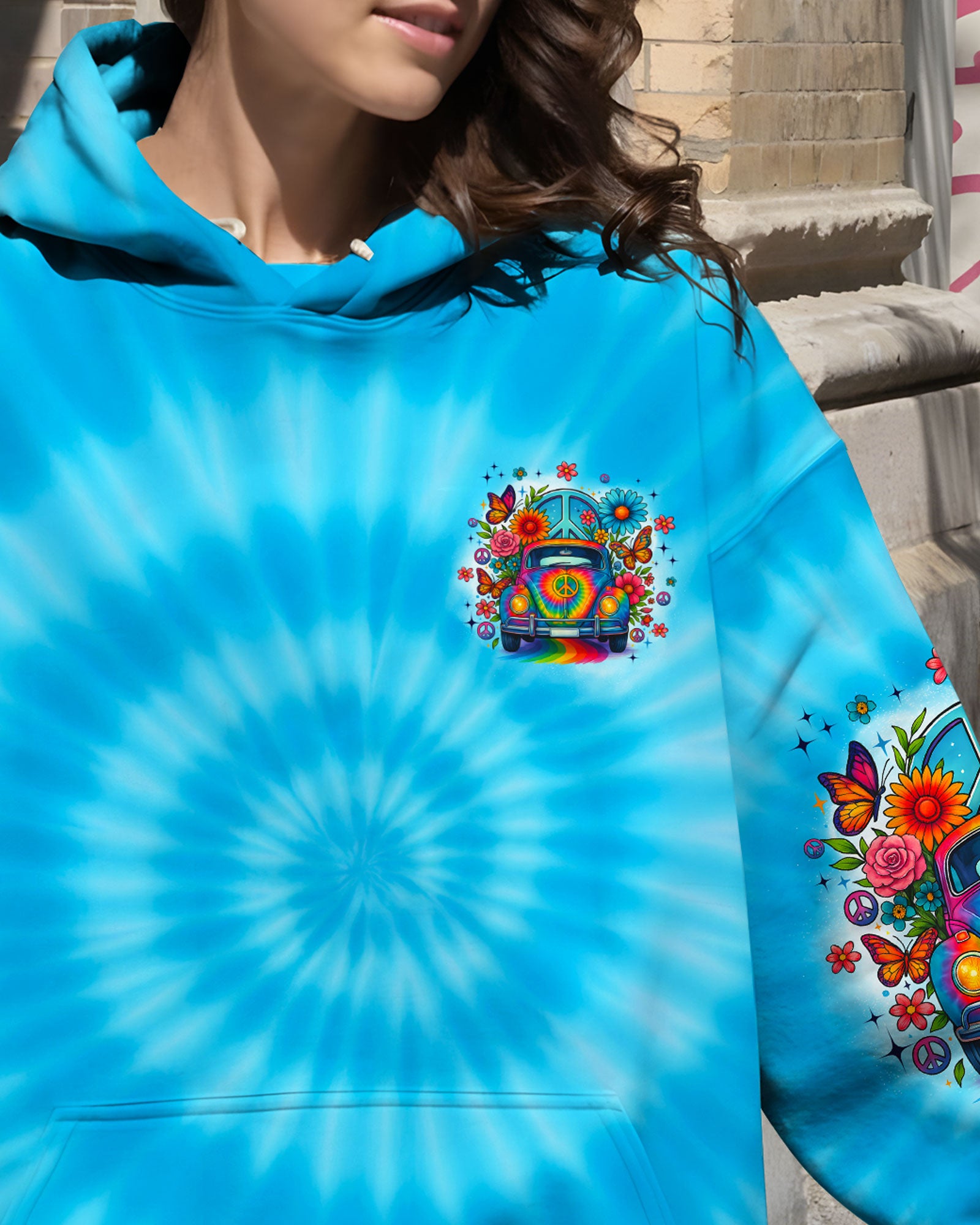 DON'T LOOK BACK HIPPIE CAR TIE DYE ALL OVER PRINT - TYQY1908253