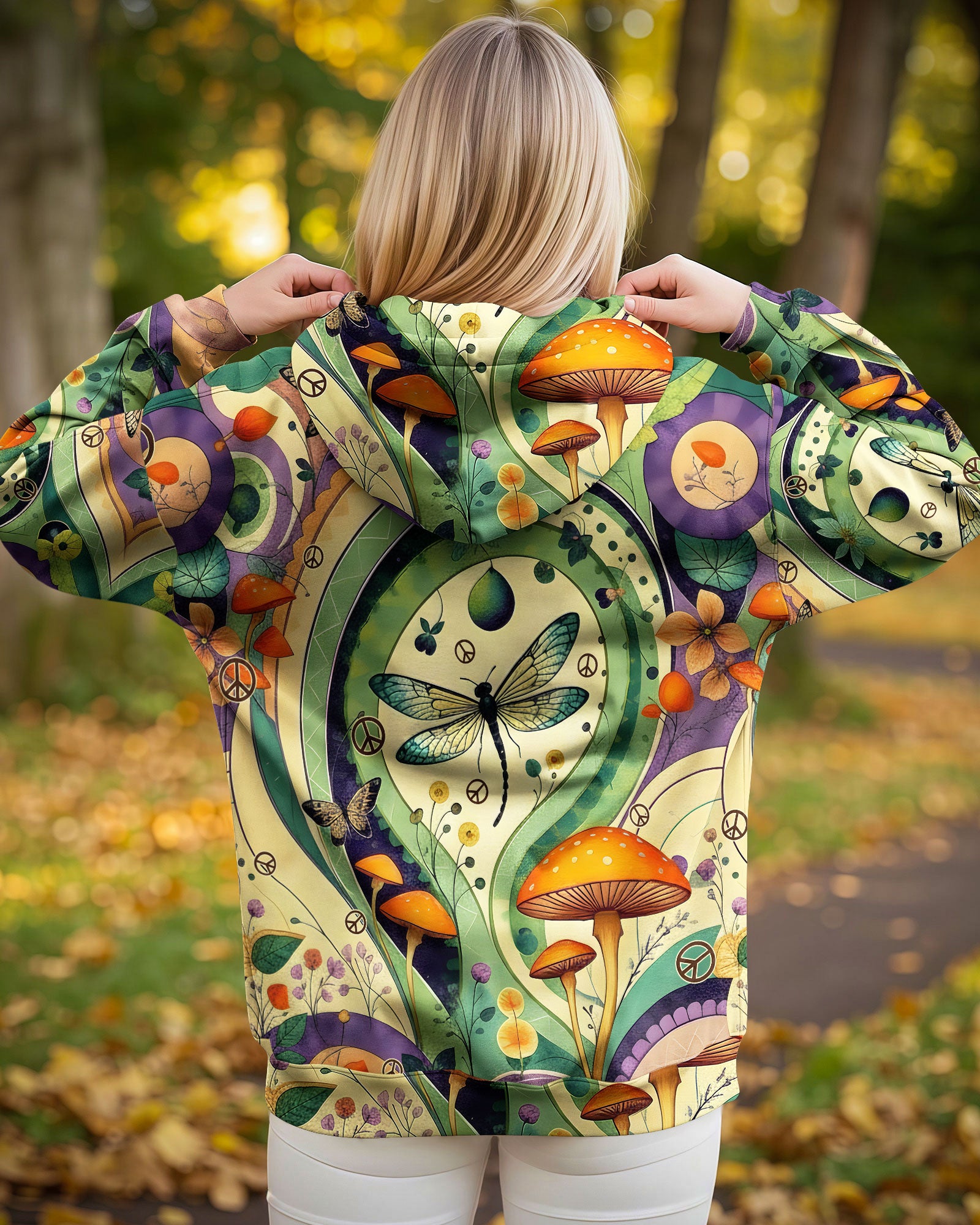 MUSHROOMS DRAGONFLIES ALL OVER PRINT - TYQY2611252