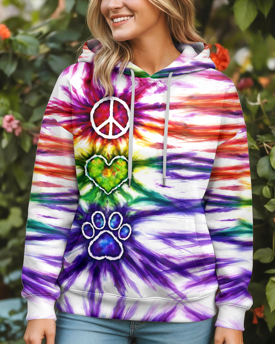 PEACE LOVE PAW PRINT SWIRL ALL OVER PRINT - TLHG2003263