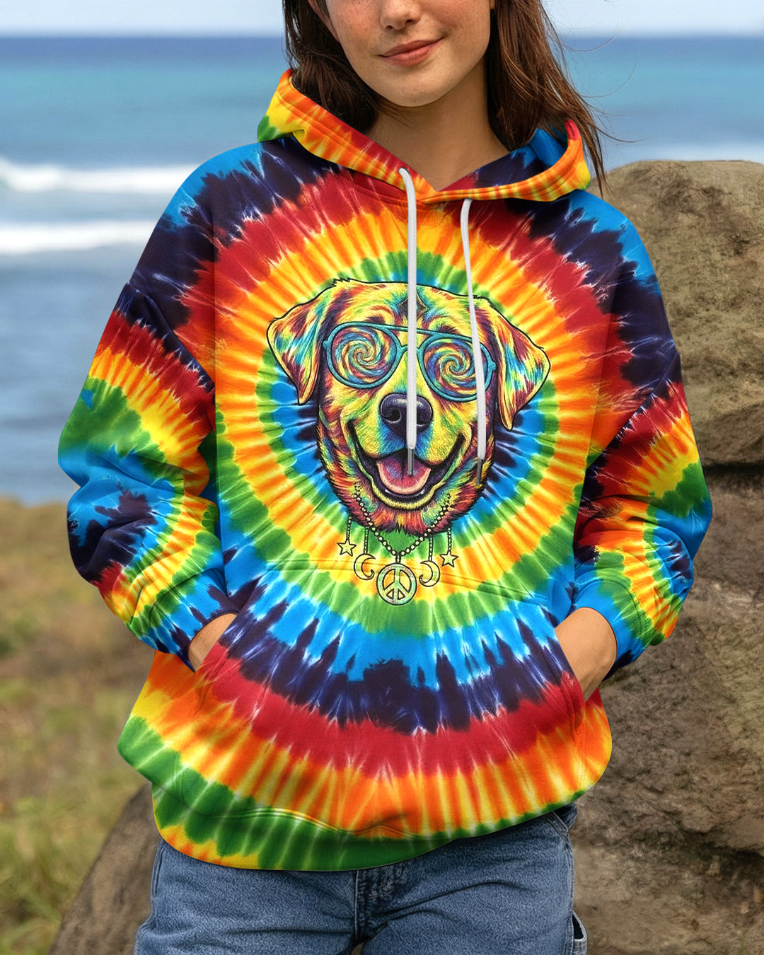 RAINBOW SWIRL LABRADOR RETRIEVER ALL OVER PRINT - YHHG2801261