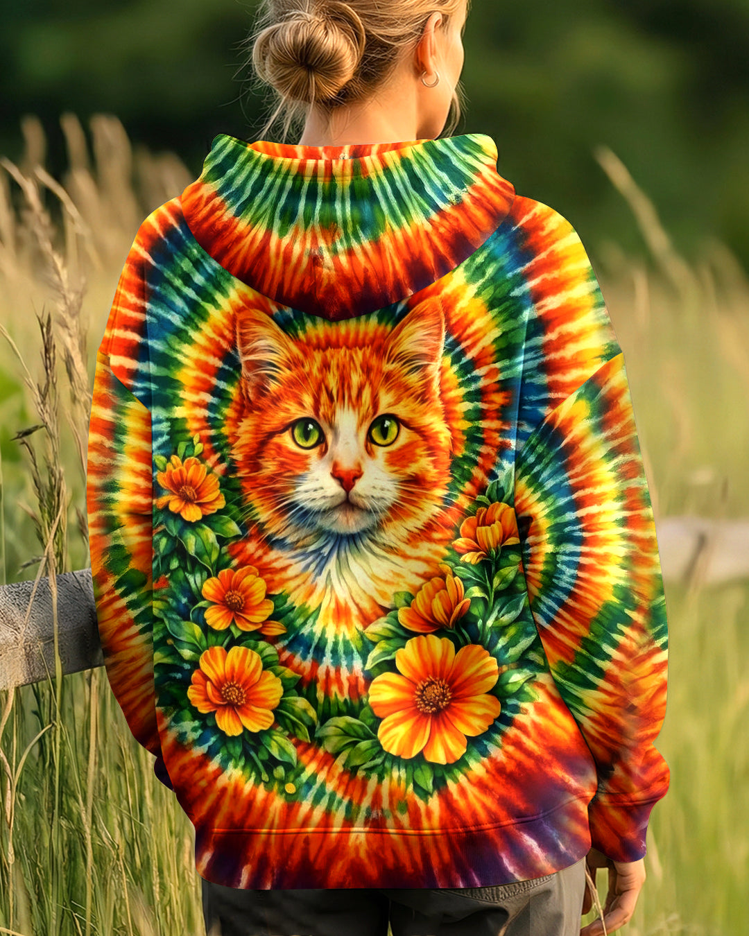 FLORAL CAT SWIRL ALL OVER PRINT - TLHG0203262