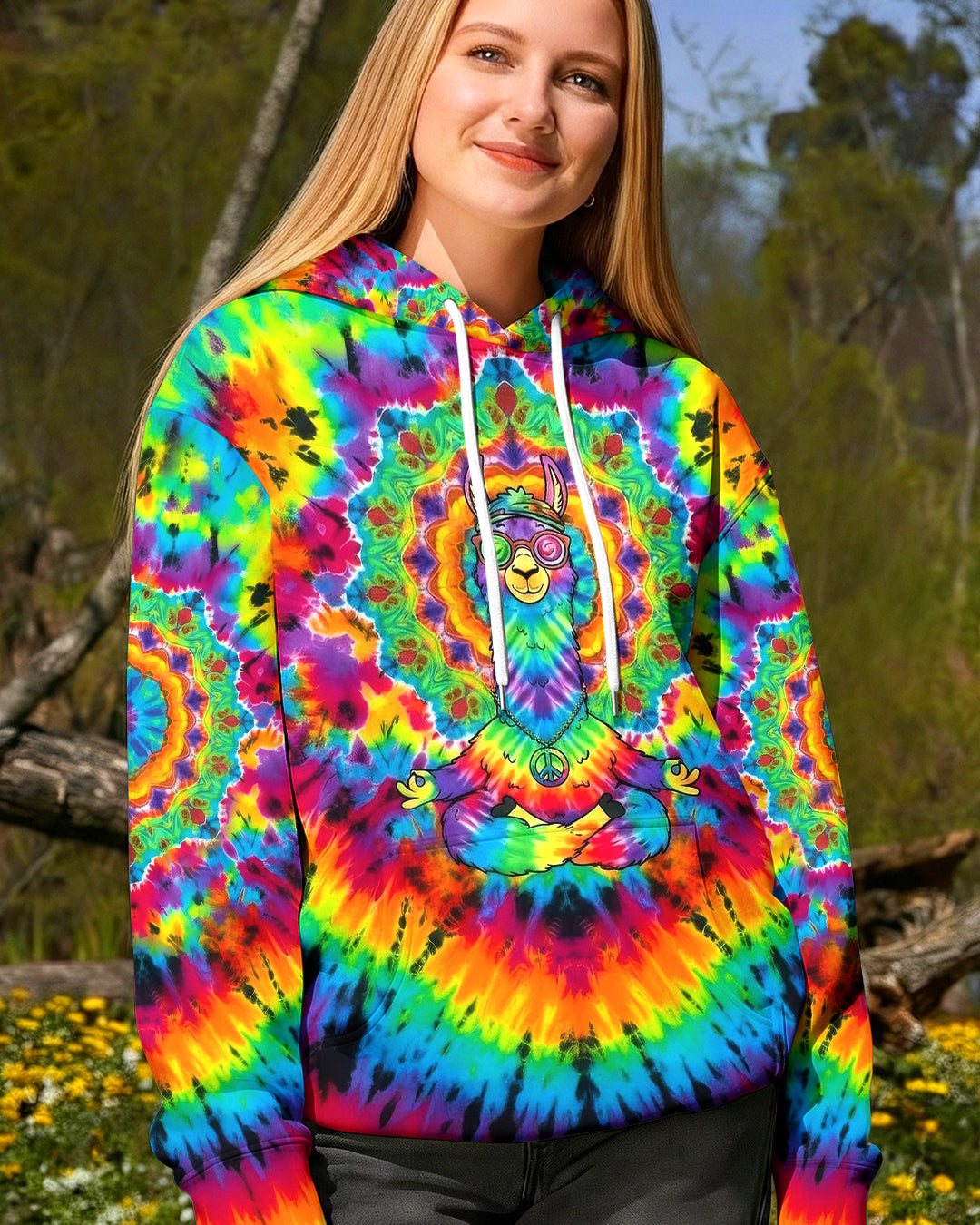RAINBOW SWIRL LLAMA ALL OVER PRINT - YHHG0302262