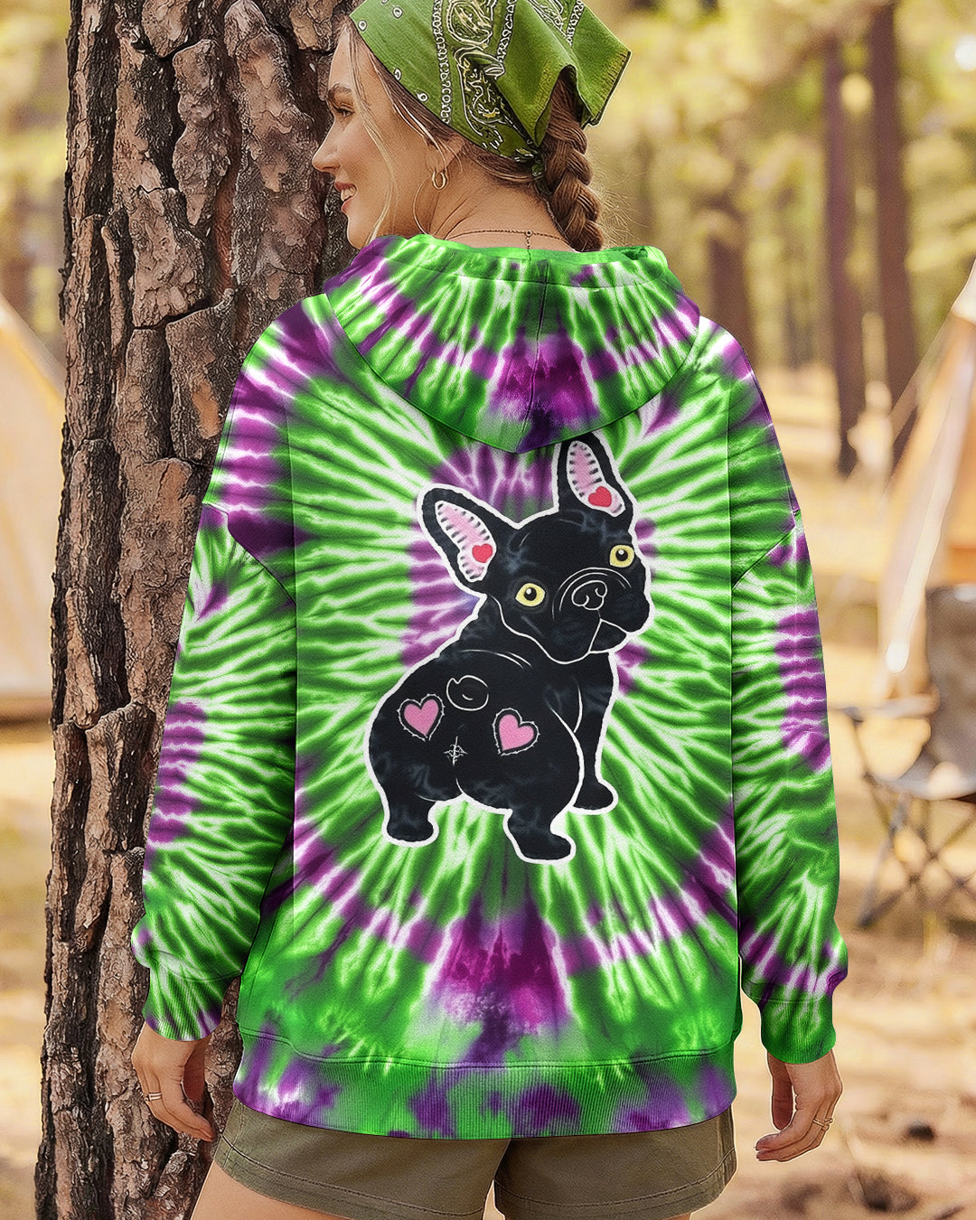 GREEN PURPLE SWIRL FRENCH BULLDOG ALL OVER PRINT - YHHG1901254