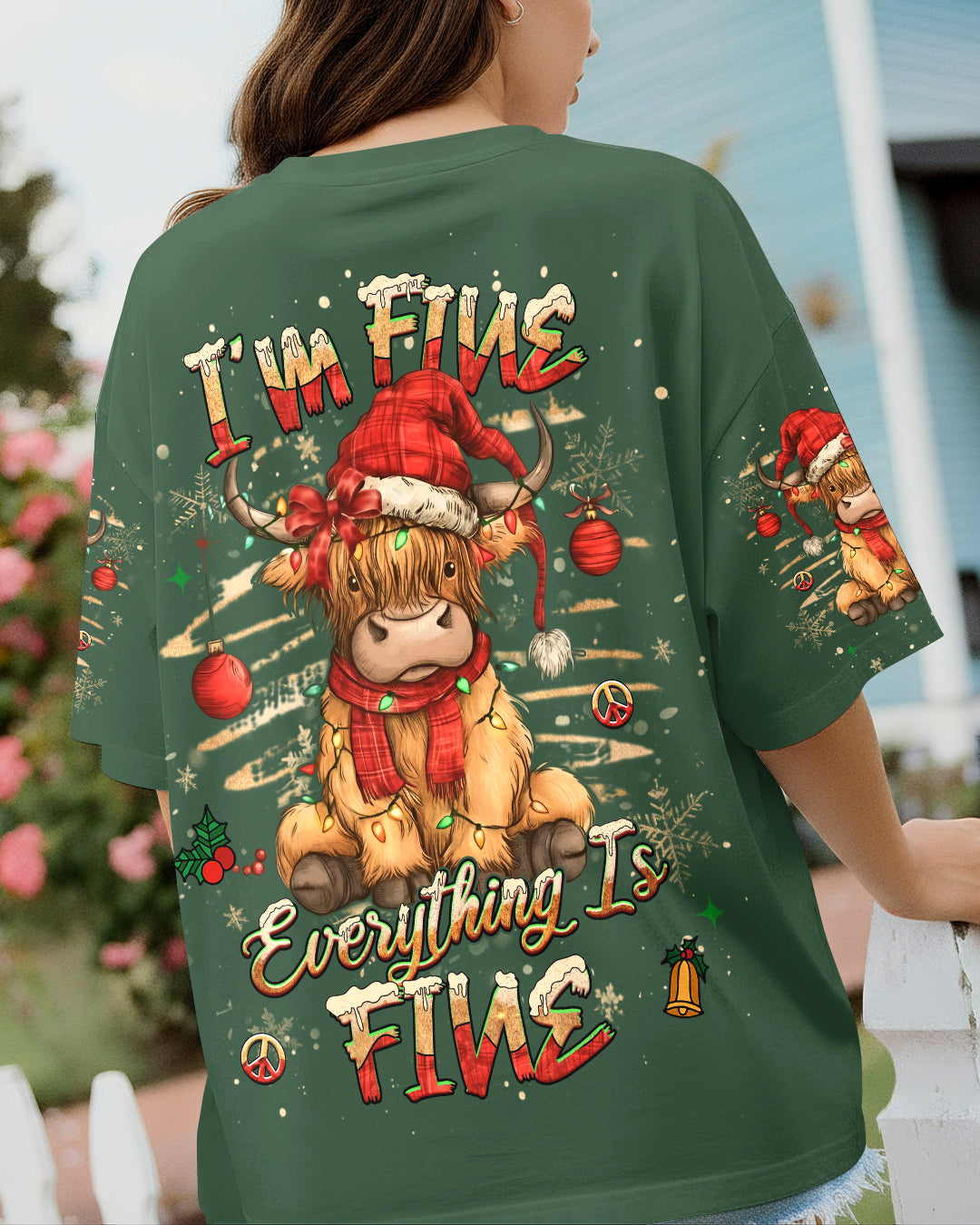 I'M FINE EVERYTHING IS FINE CHRISTMAS COW ALL OVER PRINT - YHHG1311251