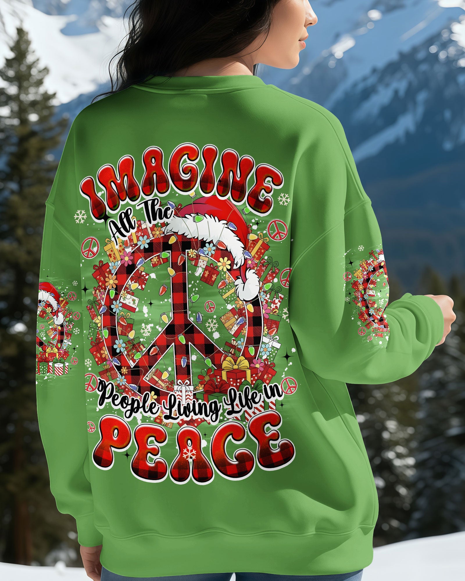 IMAGINE ALL THE PEOPLE LIVING LIFE IN PEACE CHRISTMAS TIE DYE ALL OVER PRINT - TYQY1411251