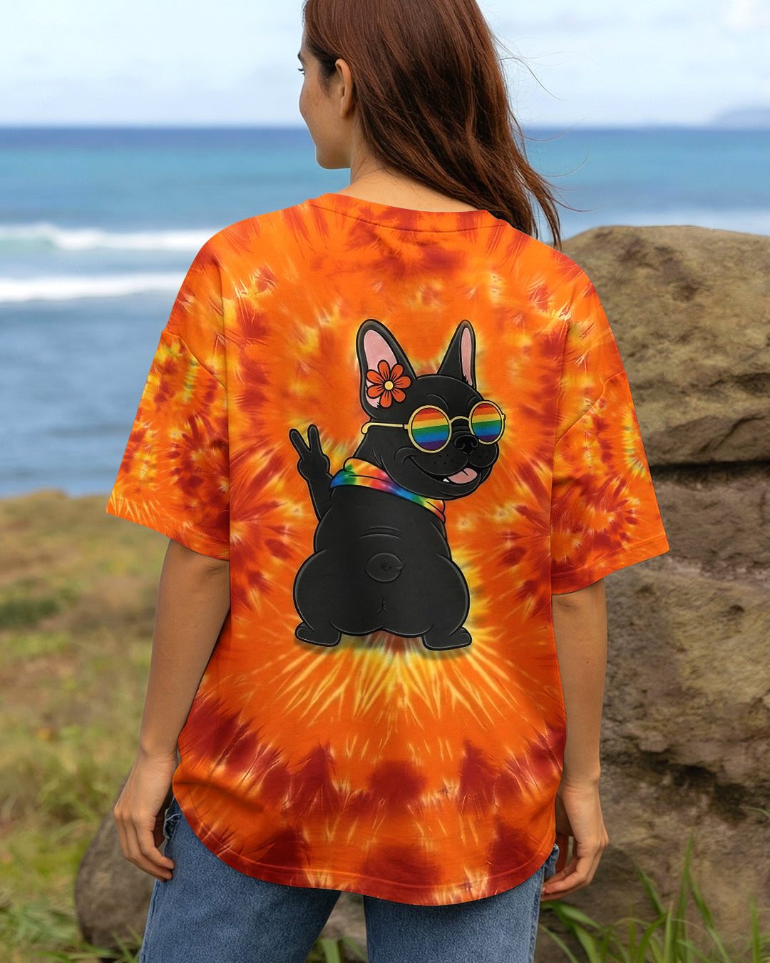 RADIANT GROOVY HIPPIE FRENCH BULLDOG ALL OVER PRINT - YHHG2001261