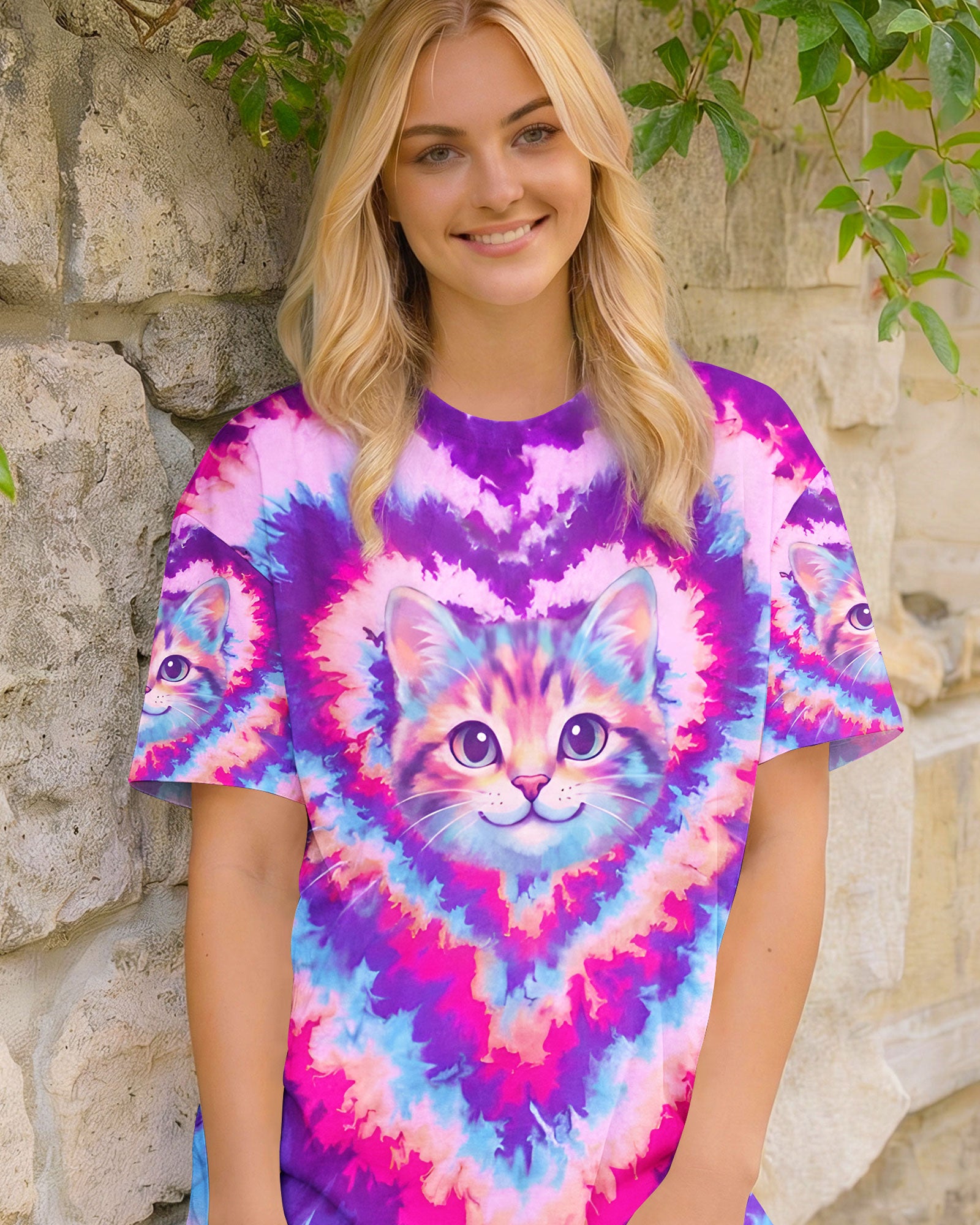 PINK VIOLET HEART CAT ALL OVER PRINT - TYQY0503261