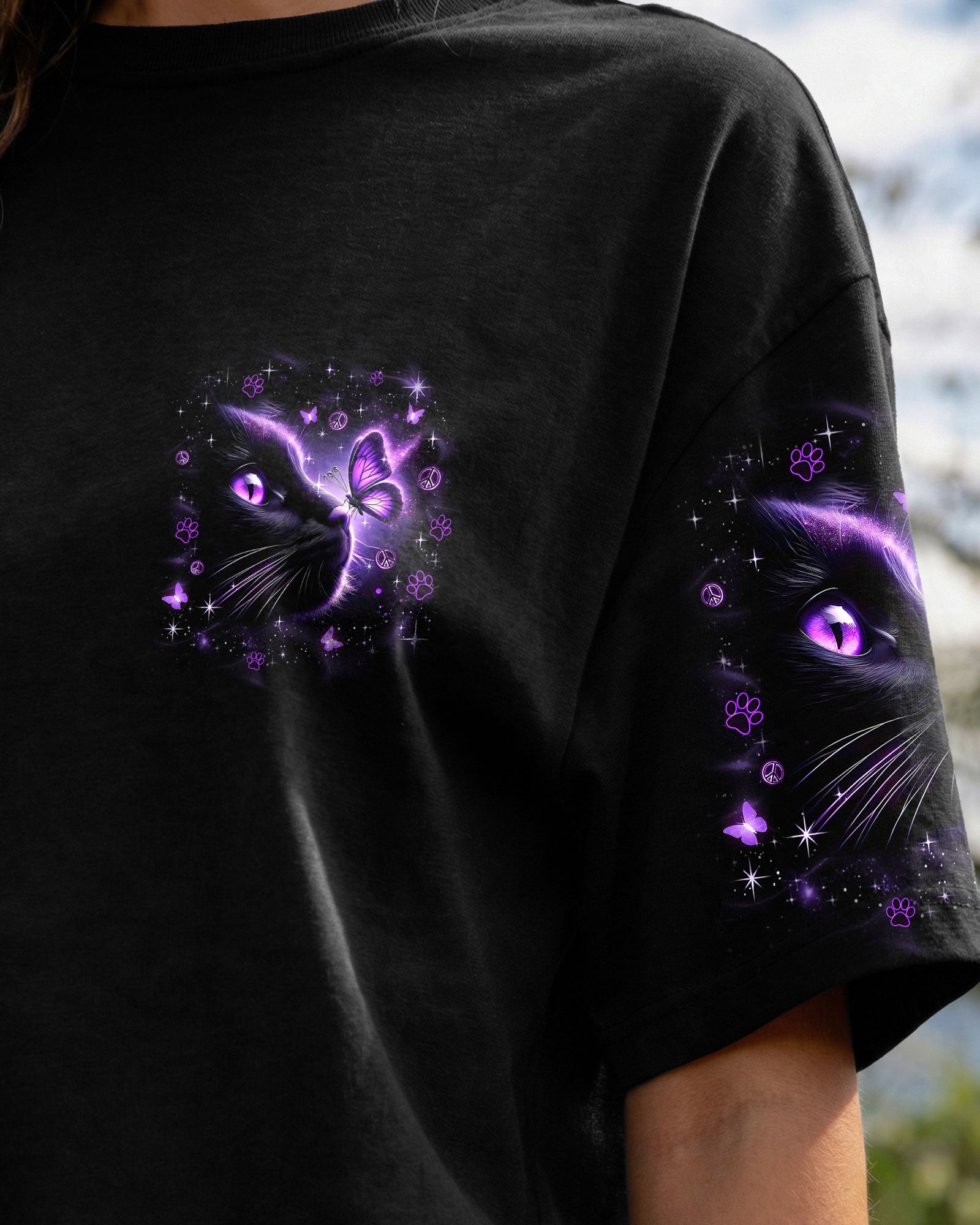 HELLO DARKNESS MY OLD FRIEND CAT AND BUTTERFLY ALL OVER PRINT - TYQY1203262