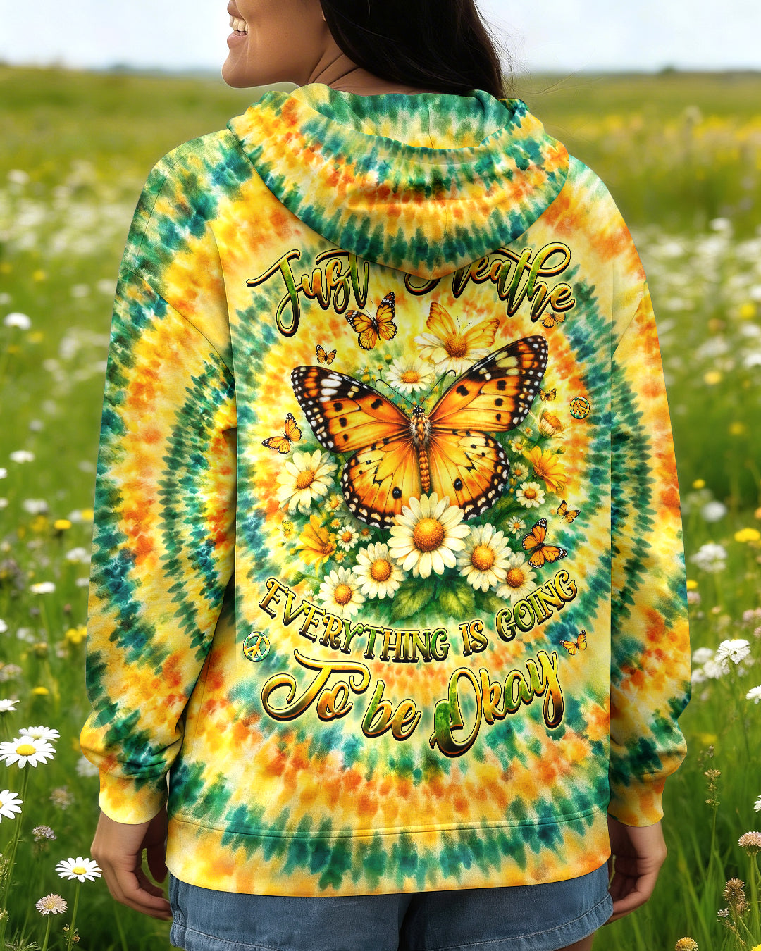 JUST BREATHE BUTTERFLY FLORAL SWIRL ALL OVER PRINT - TLHG2703263