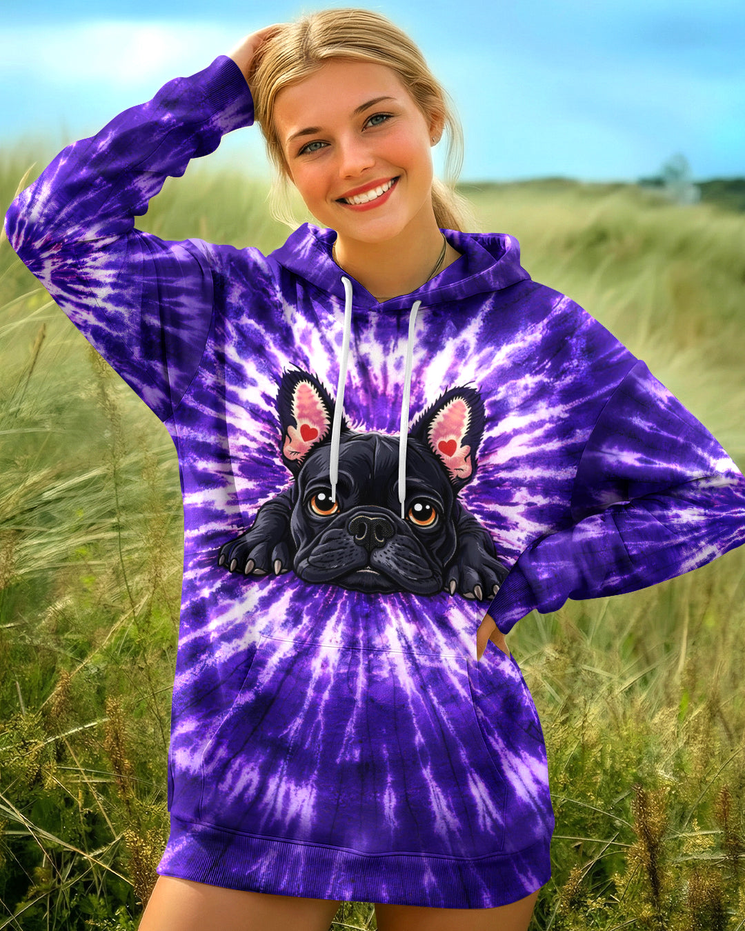 FRENCH BULLDOG PURPLE SWIRL ALL OVER PRINT - TLHG0903262