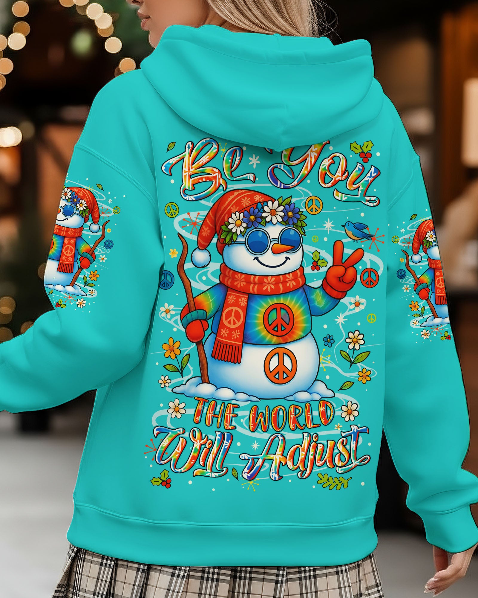 BE YOU THE WORLD WILL ADJUST CHRISTMAS SNOWMAN ALL OVER PRINT - YHLN2110252