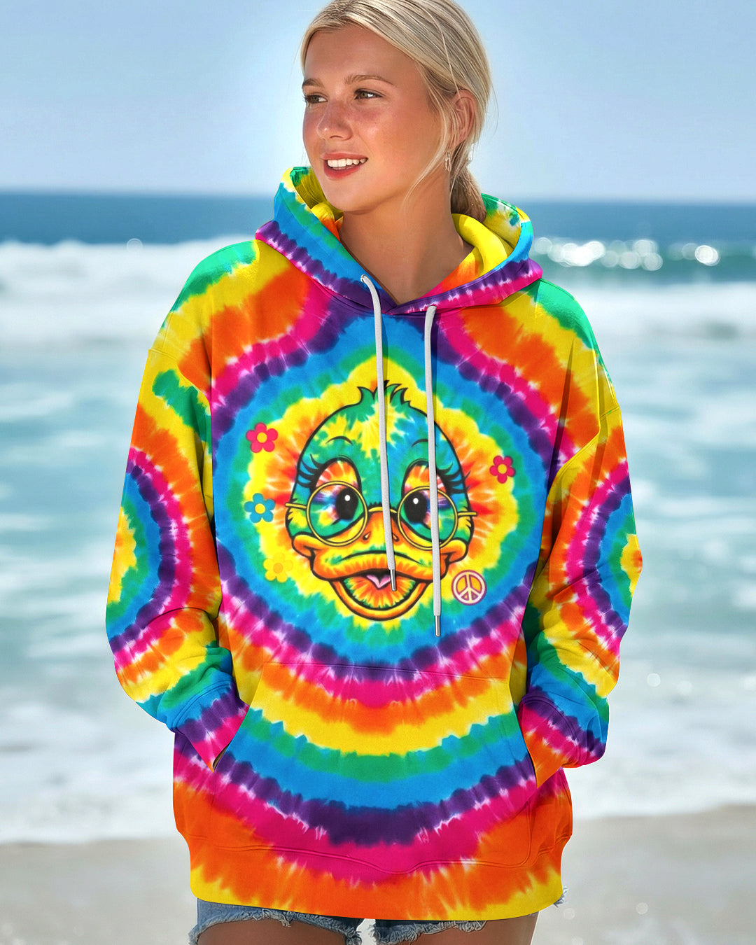 RAINBOW SWIRL FUNNY DUCK ALL OVER PRINT - YHHG2201262