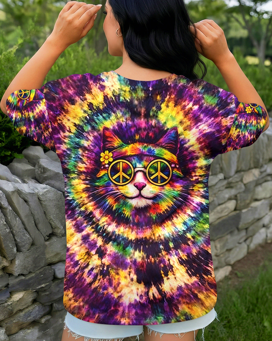 FUNNY HIPPIE CAT RADIANT SWIRL ALL OVER PRINT - YHHG2602262