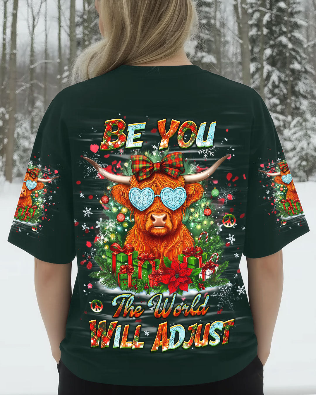 BE YOU THE WORLD WILL ADJUST COW CHRISTMAS ALL OVER PRINT - YHHG1710251