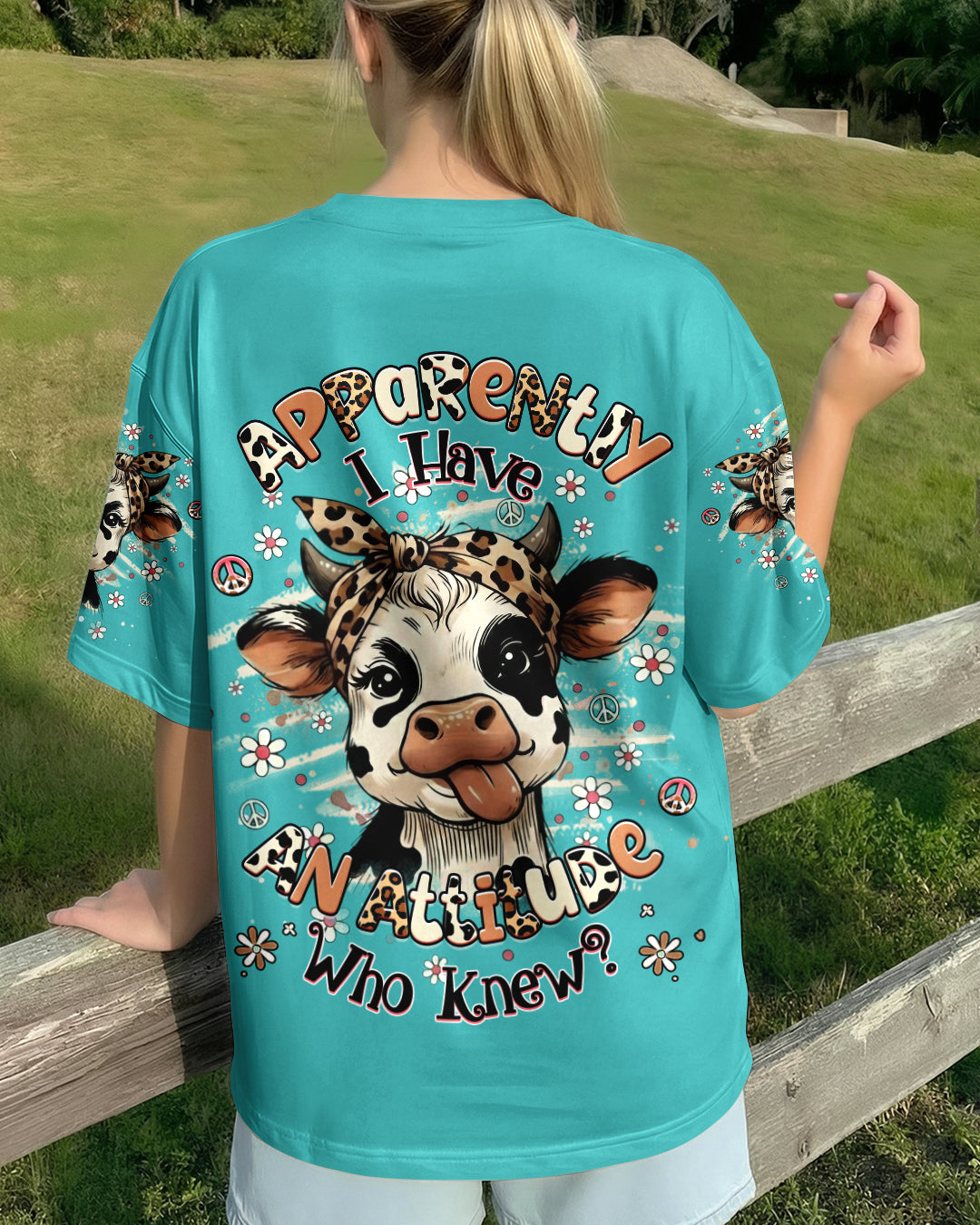 APPARENTLY I HAVE AN ATTITUDE WHO KNEW COW ALL OVER PRINT - YHHG3012251