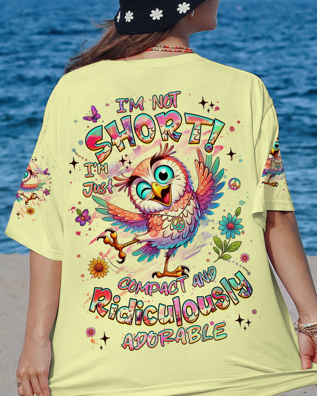 I'M NOT SHORT HIPPIE OWL ALL OVER PRINT - YHHG2608252