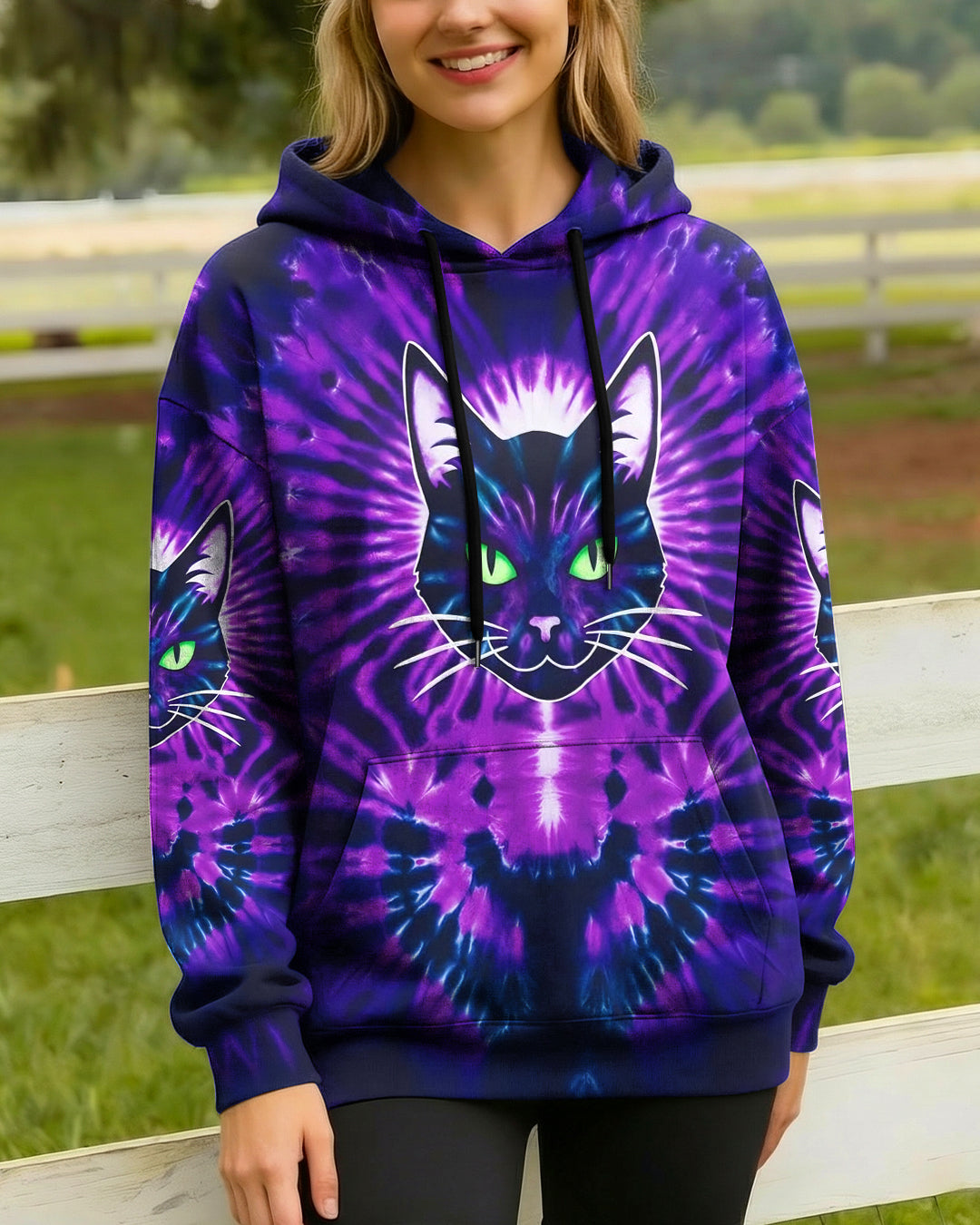 NEON PURPLE COOL CAT ALL OVER PRINT - YHHG0202261