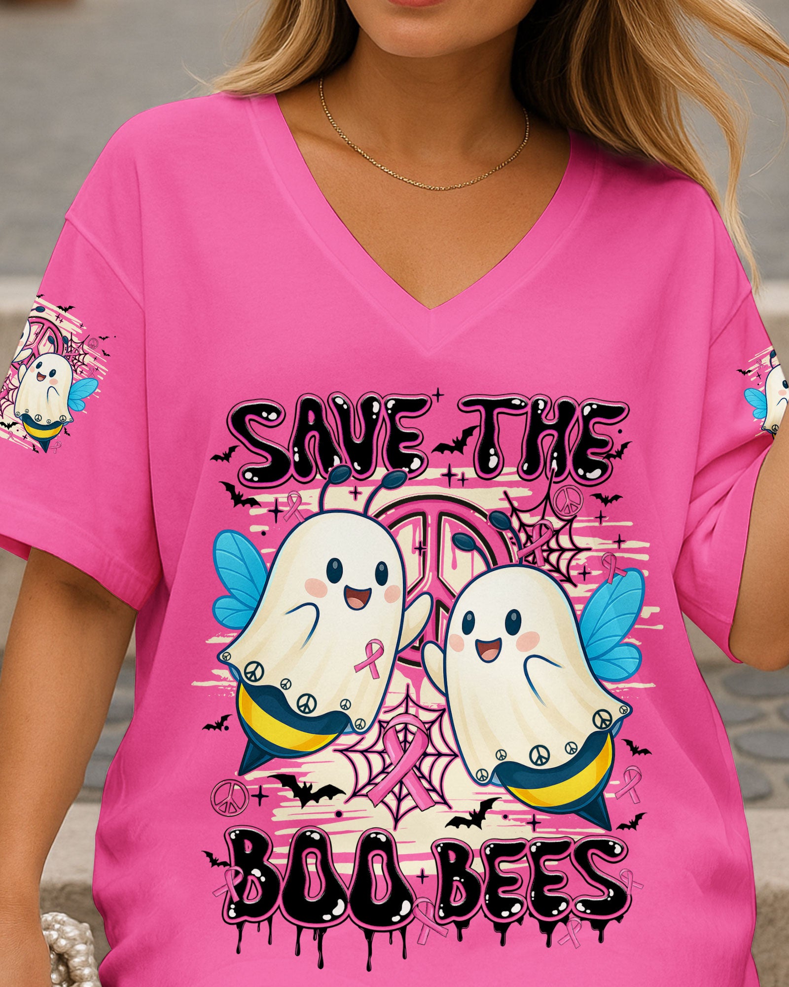 SAVE THE BOO BEES HALLOWEEN PINK ALL OVER PRINT - TY2307251