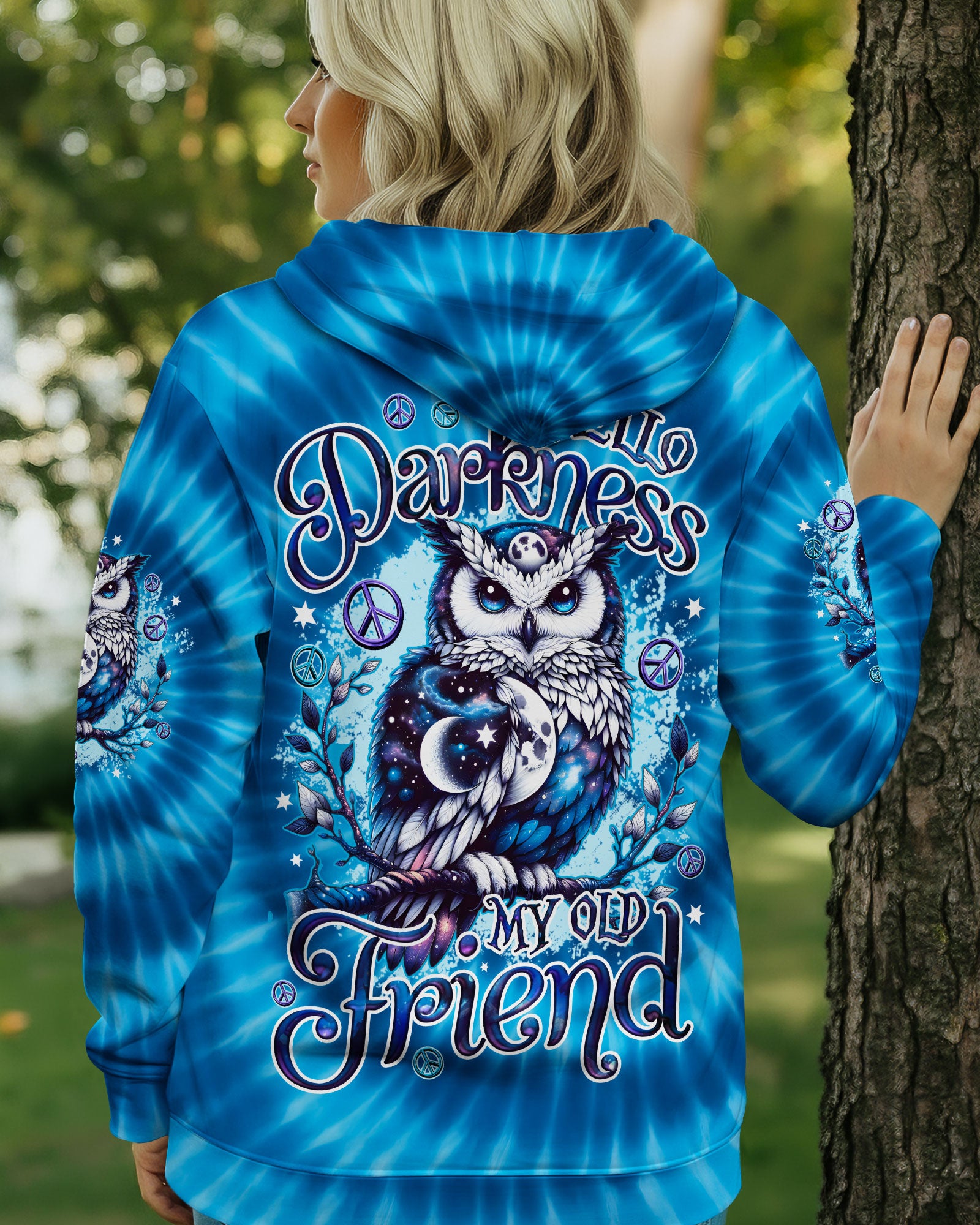 HELLO DARKNESS MY OLD FRIEND OWL TIE DYE ALL OVER PRINT - TYQY3010251