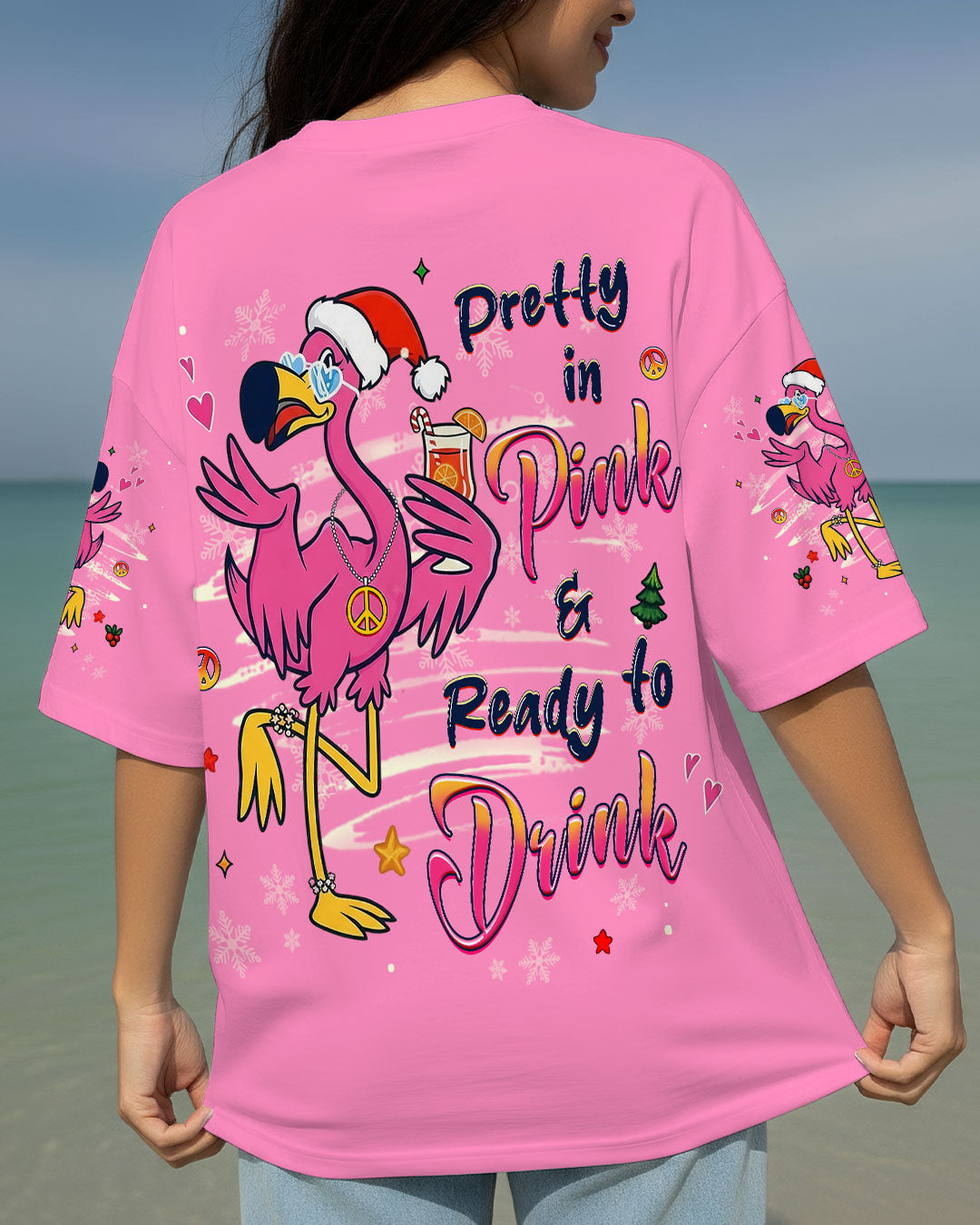 PRETTY IN PINK FLAMINGO CHRISTMAS ALL OVER PRINT - YHHG3010252