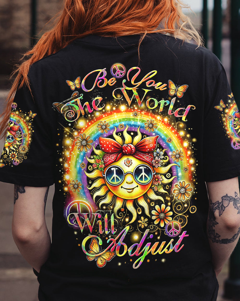 BE YOU THE WORLD WILL ADJUST HIPPIE SUN ALL OVER PRINT - TYTD2406242