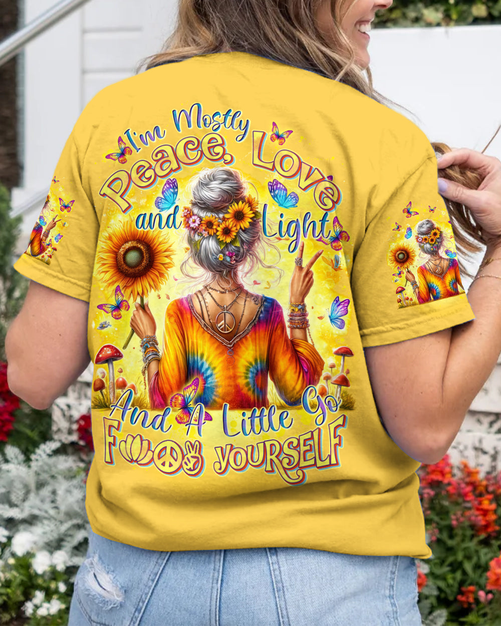 PEACE LOVE AND LIGHT TIE DYE ALL OVER PRINT - TYTD1605242