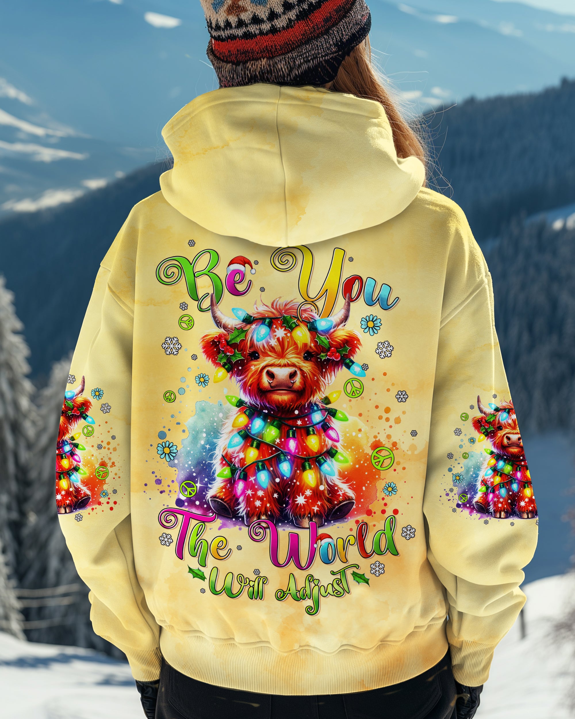 BE YOU THE WORLD WILL ADJUST CHRISTMAS COW ALL OVER PRINT - TYTD2210241