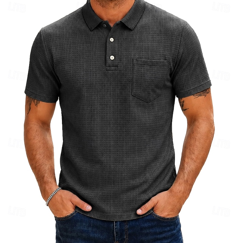 Men's Linen Polo Shirt - Classic Vacation Short Sleeve