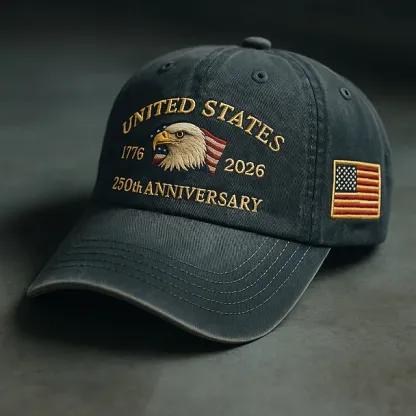 Men's USA 250th Anniversary Eagle Baseball Cap | Embroidered US Flag Patriotic Dad Hat