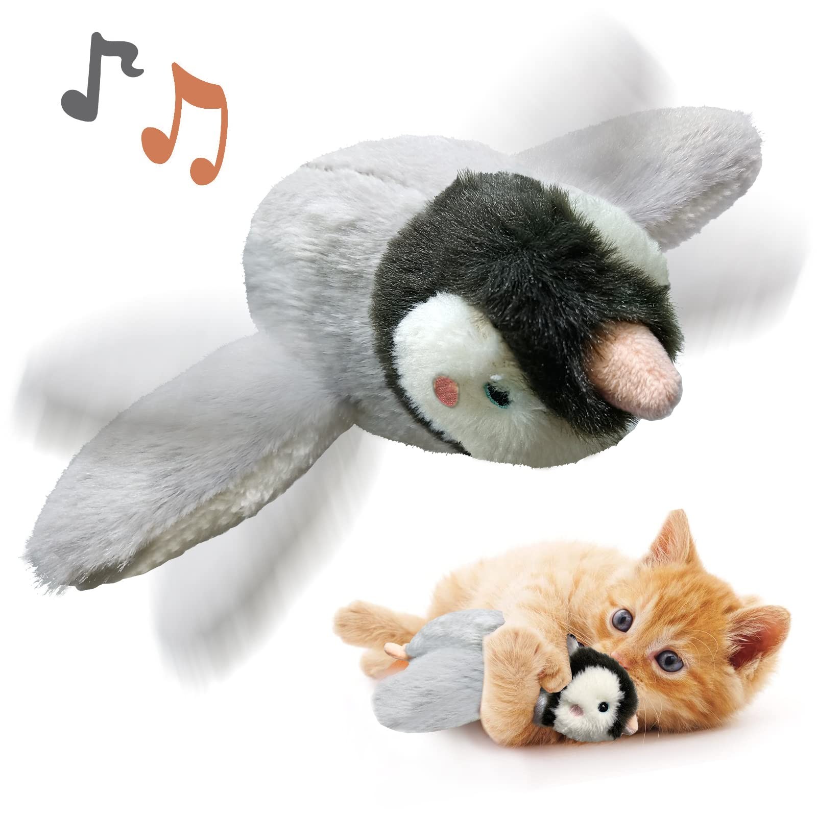 Interactive Cat Toys Rechargeable Flying Bird Cat Toy Chirping Flapping Bird(no Flying) Can Add Catnip