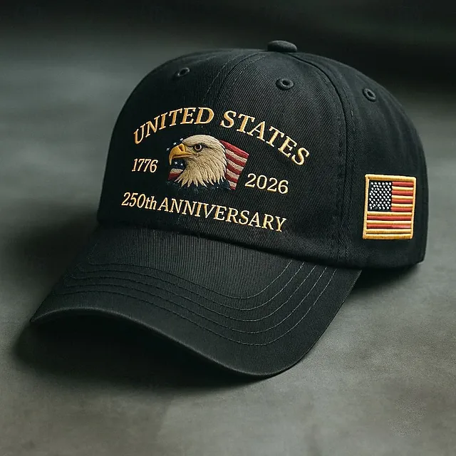 Men's USA 250th Anniversary Eagle Baseball Cap | Embroidered US Flag Patriotic Dad Hat