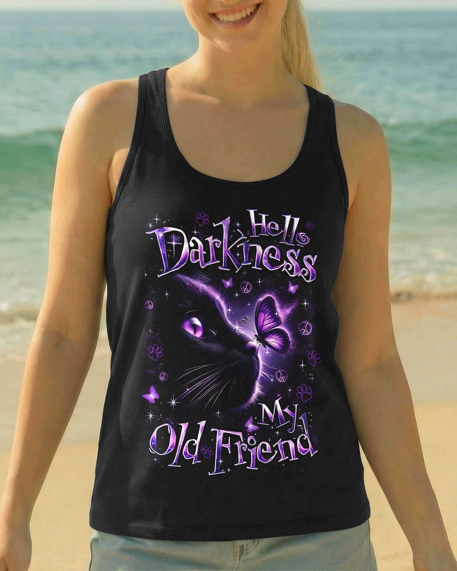 HELLO DARKNESS MY OLD FRIEND CAT AND BUTTERFLY ALL OVER PRINT - TYQY1203262