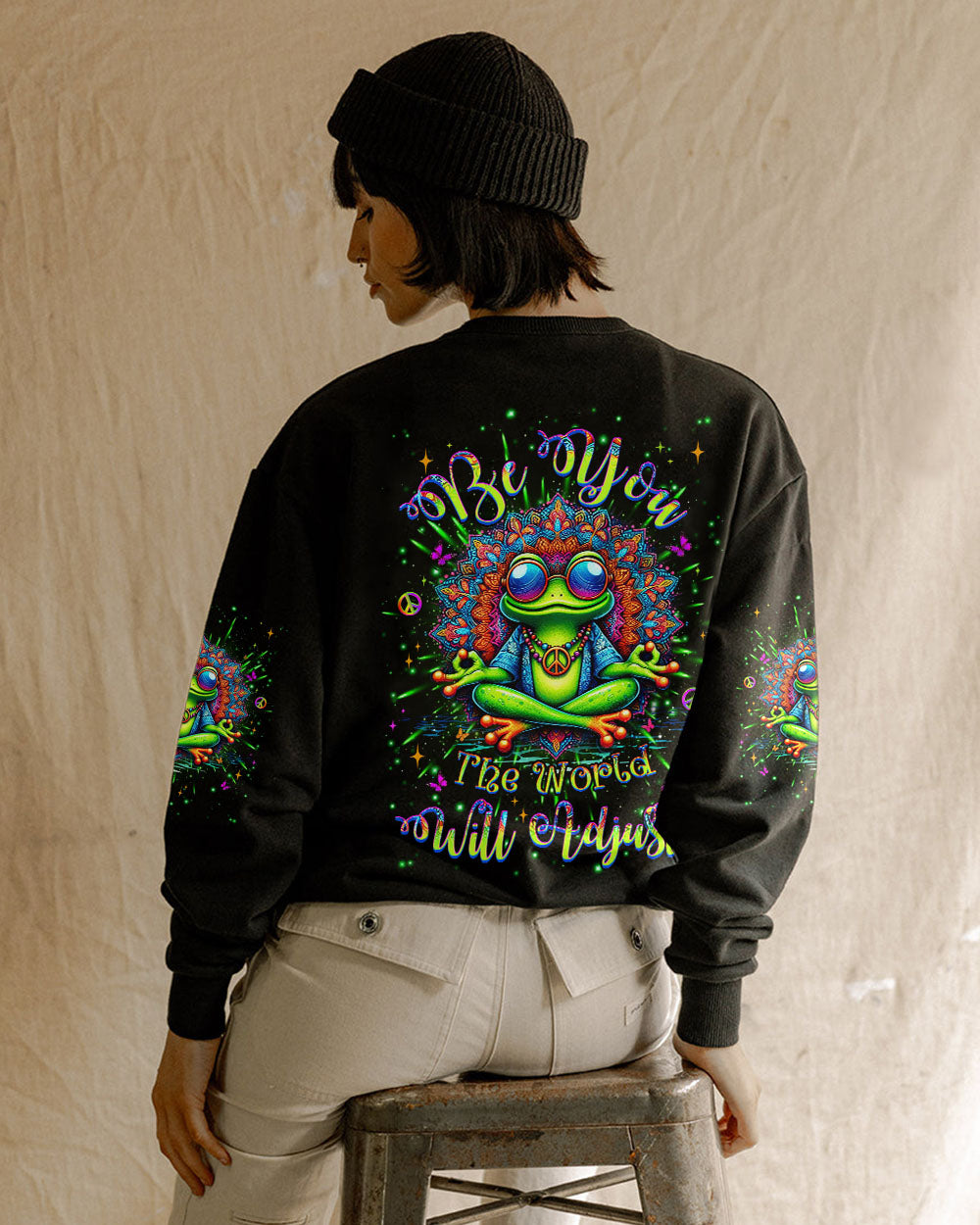 BE YOU THE WORLD WILL ADJUST FROG ALL OVER PRINT - YHHG1107243