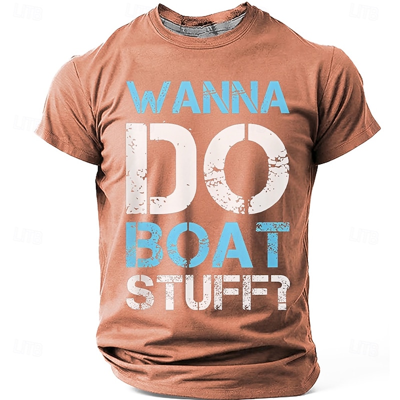 Men's Wanna Do Boat Stuff T shirts Retro Nautical Boating Distressed Graphic Regular Fit Tee Lake Beach Life Designer Clothing Apparel S M L XL XXL XXXL #17065052