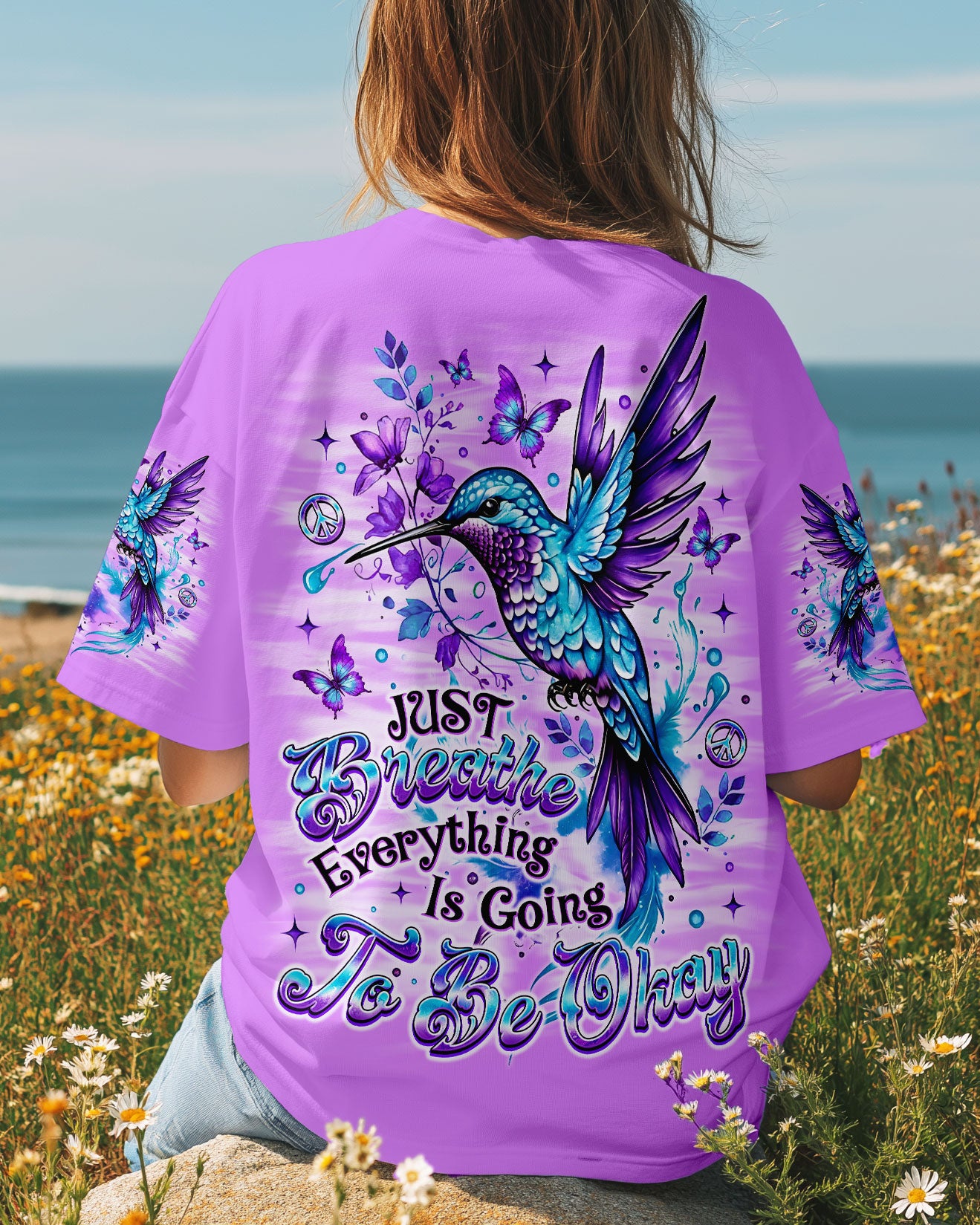 JUST BREATHE HUMMINGBIRD  ALL OVER PRINT - TLNO2510251