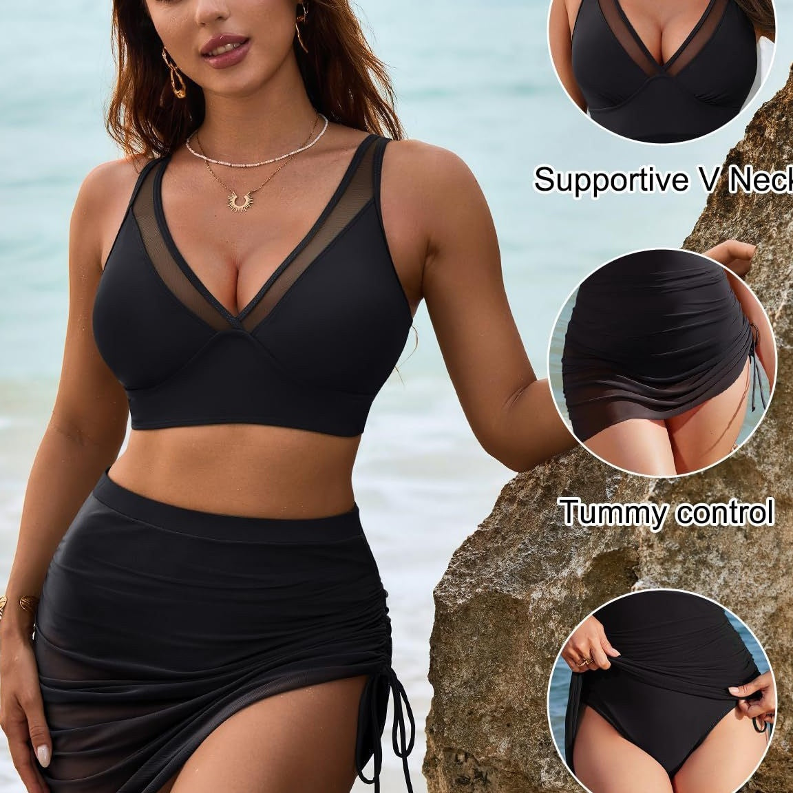 👙LAST DAY SALE 70% OFF💐Swim Skirt High Waisted Bikini Sets Tummy Control Swimsuits