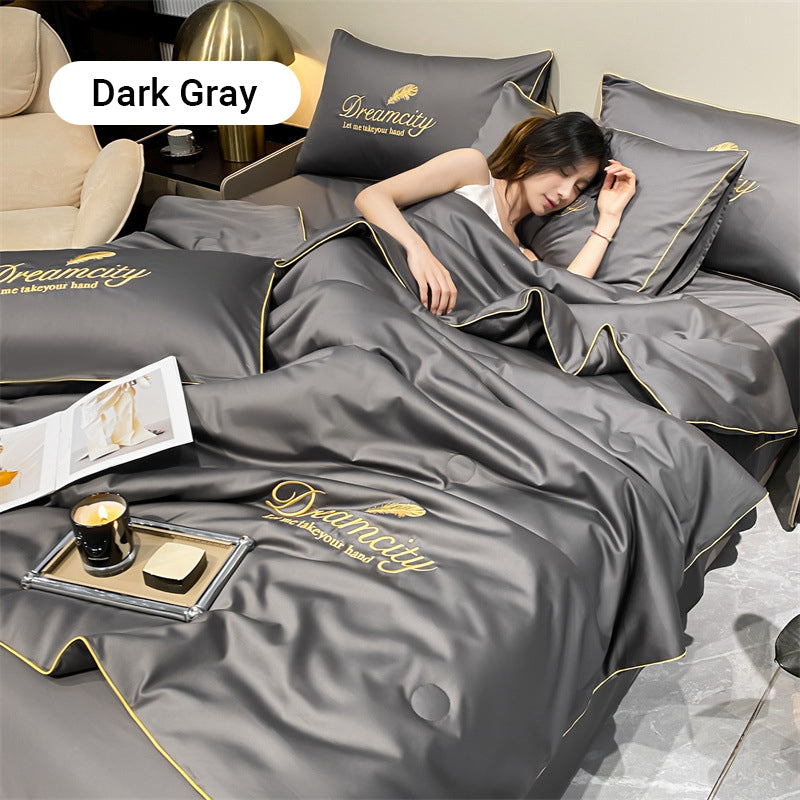 ⏰Last Day Sale 65% OFF🥰 ✨Summer Simple Ice Silk Quilt❄️ Ultra Cool Anti-Sweat Thin Quilt, Machine Washable Bedding