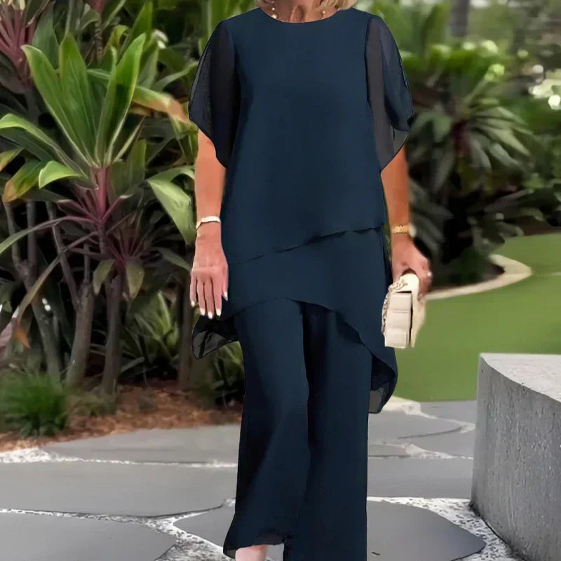 Asymmetric Top & Wide Leg Pants Set
