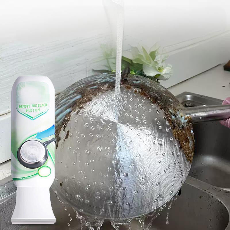 ⏰Burnt Residue Remover Mud Film - Dissolves Stubborn Carbonized Grease in 5 Mins, Non-Toxic & No Scrubbing Needed 🍳