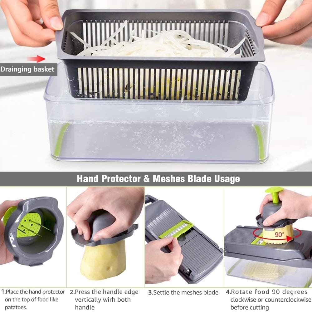 🎊 16‑Piece Set 🎊 Multipurpose Vegetable & Fruit Slicer – All‑in‑One Chopper 🥬🍅🔪