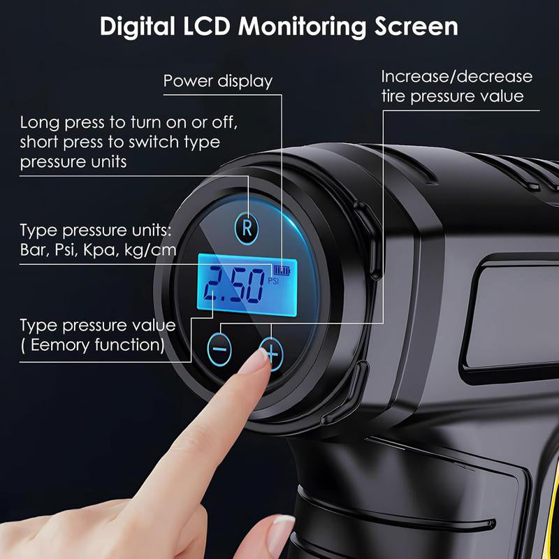 🔥Compresseur d'air portable sans fil avec affichage numérique